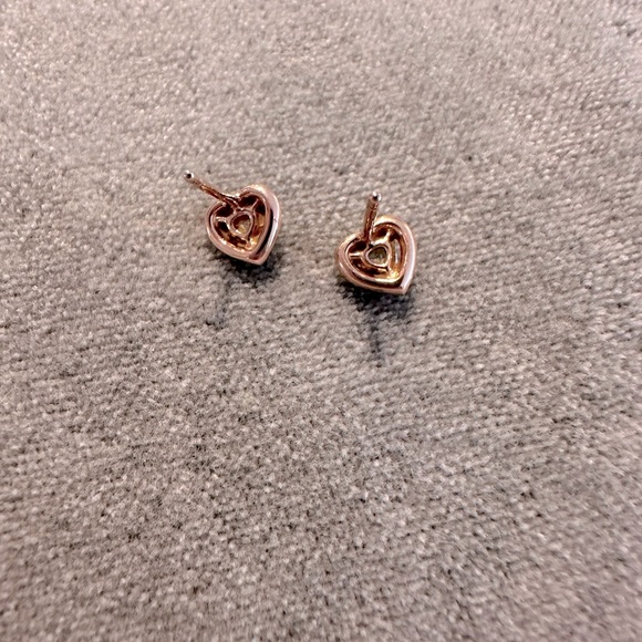 Pandora Rose Gold Sparkling Elevated Heart Stud Earrings - Picture 4 of 5